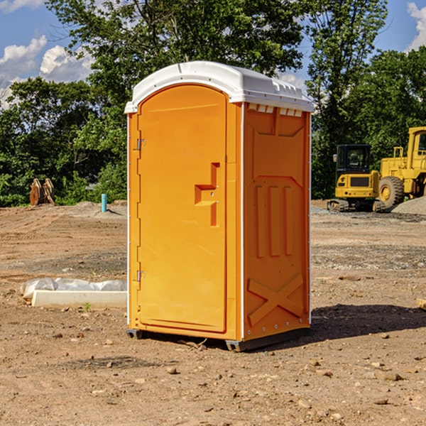 how often are the porta potties cleaned and serviced during a rental period in Cameron Mills